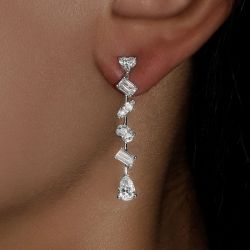 Multi Cut White Sapphire Drop Earrings For Women Wedding Jewelry