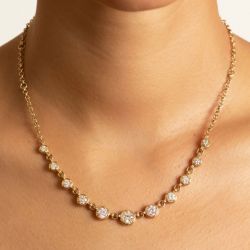 Goleden Round Cut White Sapphire Pendant Necklace For Women Wedding Jewelry