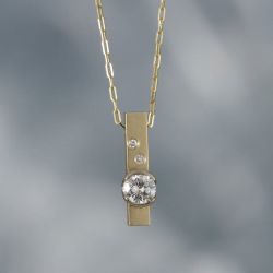 Golden Round Cut White Sapphire Pendant Necklace For Women