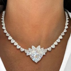 Heart Cut White Sapphire Necklace For Women Wedding Jewelry