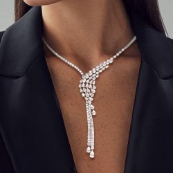 Pear Cut White Sapphire Lariat Necklace For Women Wedding Jewelry