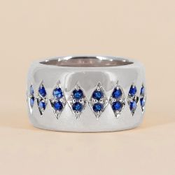 Round Cut Blue Sapphire Wedding Band For Women Wedding Jewelry