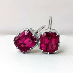 Solitaire Emerald Cut Ruby Sapphire Drop Earrings For Women