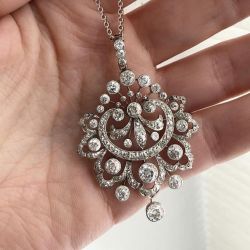 Milgrain Round Cut White Sapphire Pendant Necklace For Women