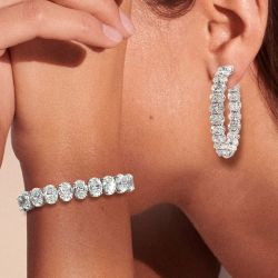 Oval Cut White Sapphire Bracelet & Earrings Set For Women Wedding Jewelry