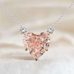 Two Tone Classic Heart Cut Pink Sapphire Pendant Necklace For Women