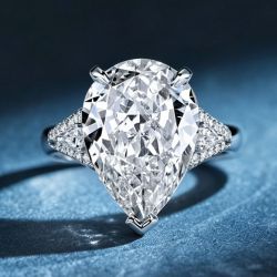 Pear Cut White Sapphire Split Shank Engagement Ring For Women 