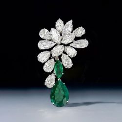 Pear & Marquise Cut Emerald Sapphire Brooch For Women