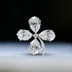Four Leaf Design Pear Cut White Sapphire Brooch For Women