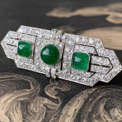 Art Deco Round & Cushion Cut Emerald Sapphire Brooches For Women