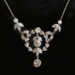 Art Deco Milgrain Round Cut White Sapphire Pendant Necklace For Women