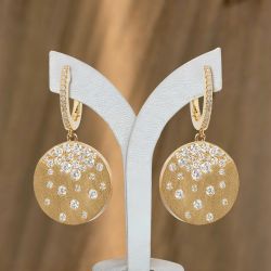 Golden Round Cut White Sapphire Dangle Earrings Drop Earrings For Women
