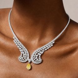 Two Tone Pear Cut Yellow Sapphire Necklace For Women