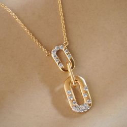 Two Tone Round Cut White Sapphire Bubbles Link Necklace Pendant Necklace For Women