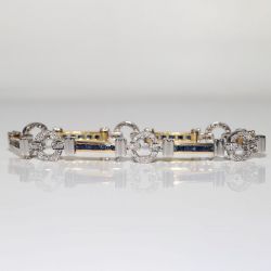 Two Tone Asscher Cut Blue & White Sapphire Bracelets For Women Wedding Jewelry