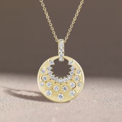Gold Fashion Round Cut White Sapphire Pendant Necklace For Women