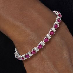 Pear Cut Ruby Sapphire Tennis Bracelets For Women Wedding Jewelry 