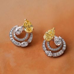 Two Tone Pear Cut Yellow Sapphire Earrings Hoop Earrings For Women