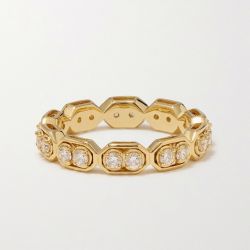 Gold Round Cut White Sapphire Wedding Band For Women