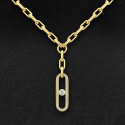 Golden Round Cut White Sapphire Pendants Necklace For Women