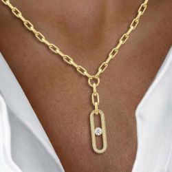 Golden Round Cut White Sapphire Pendants Necklace For Women