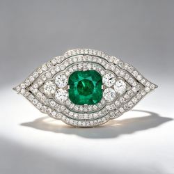 Art Deco Milgrain Cushion Cut Emerald Sapphire Brooch For Women Wedding Jewelry