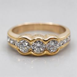 Bezel Golden Round Cut White Sapphire Engagement Ring For Women