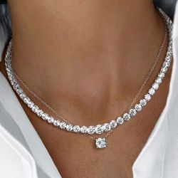 Classic Round Cut White Sapphire Necklace Sets Layering Necklace For Women Wedding Jewelry