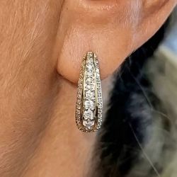 Golden Round Cut White Sapphire Hoop Earrings For Women Wedding Jewelry