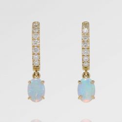 Golden Oval Cut Opal Drop Earrings For Women Wedding Jewelry