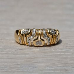 Two Tone Round Cut White Sapphire Cocktail Ring Wedding Band For Women