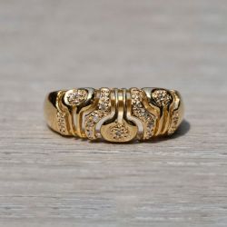 Golden Round Cut White Sapphire Cocktail Ring Wedding Band For Women