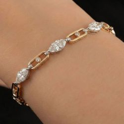 Two Tone Marquise Cut White Sapphire Bracelets For Women Wedding Jewelry