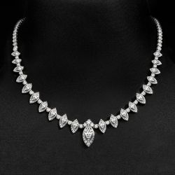 Halo Marquise Cut White Sapphire Tennis Necklace For Women