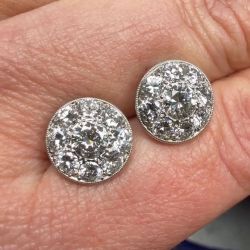 Milgrain Halo Round Cut White Sapphire Stud Earrings For Women  