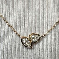 Golden Marquise & Pear Cut White Sapphire Pendant Necklace For Women  
