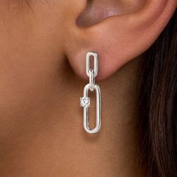 Solitaire Round Cut White Sapphire Drop Earrings For Women Wedding Jewelry