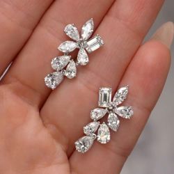 Pear Cut White Sapphire Drop Earrings For Women