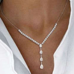Pear Cut White Sapphire Pendant Necklace For Women 