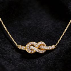 Golden Infinity Design Round Cut White Sapphire Pendant Necklace For Women