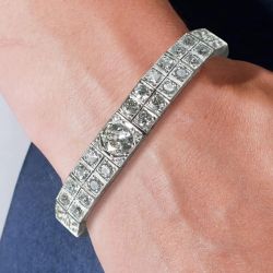 Milgrain Round Cut White Sapphire Tennis Bracelet For Women  