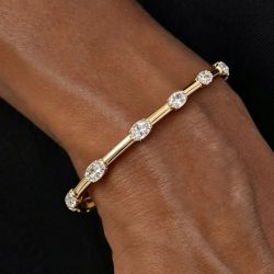 Oval Cut White Sapphire Bracelet Gold Bangle For Women Wedding Jewelry 
