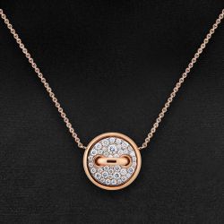 Pave Setting Rose Gold Round Cut White Sapphire Pendant Necklace For Women