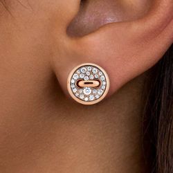 Rose Gold Pave Setting Round Cut White Sapphire Stud Earrings For Women
