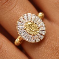 Halo Golden Oval Cut Yellow Sapphire Cocktail Ring Engagement Ring For Women 