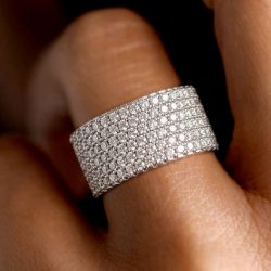  Multi-Row Round Cut White Sapphire Wedding Band For Women