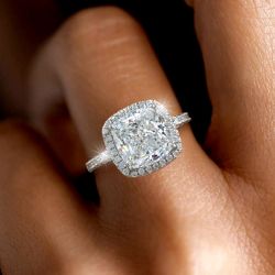 Halo Cushion Cut Engagement Ring