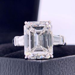 Emerald Cut Three Stone Engagement Ring