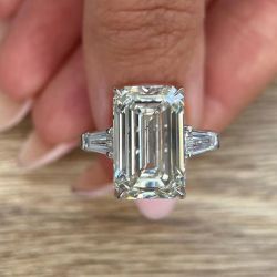 Emerald Cut Three Stone Engagement Ring