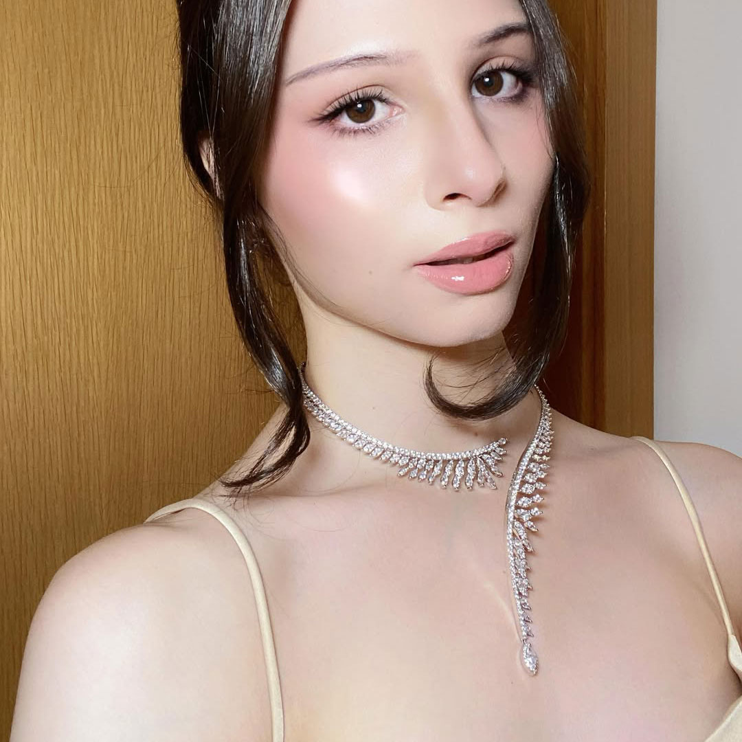 Nextnecklace Open Design Marquise Cut White Sapphire Pendant Necklace For Women 
